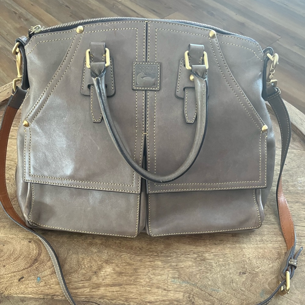 Dooney and bourke leather Clayton grey elephant satchel